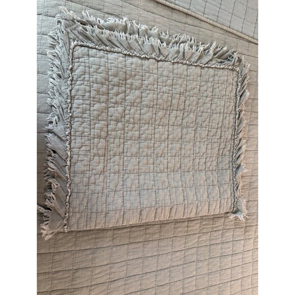 Shabby Chic King Size Quilted Comforter Set 2 Pillow Shams Frayed Edges Cotton - Picture 11 of 16